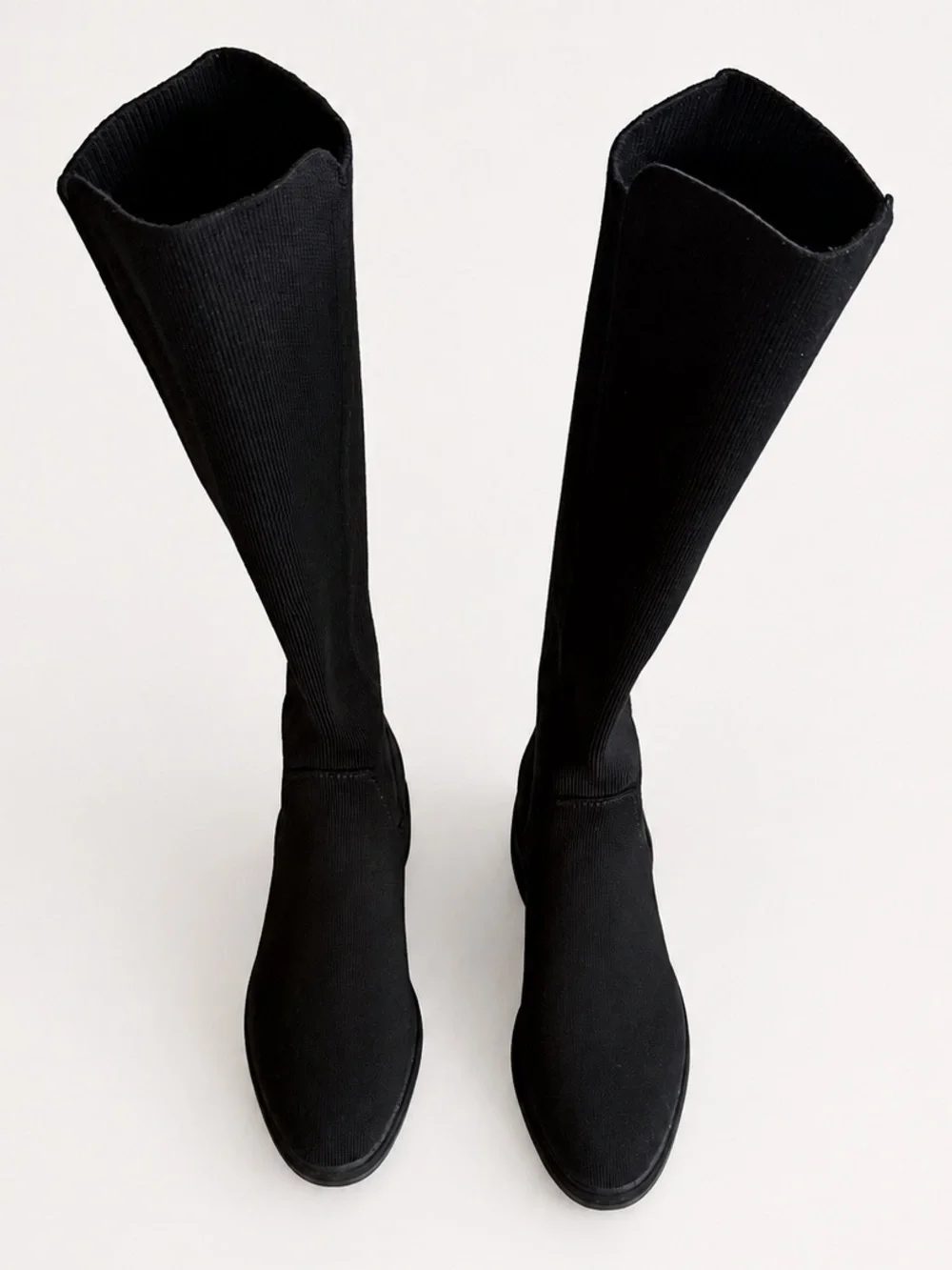 Rothy's Tall Lug Boot Onyx Black Over-the-Knee Stretch Knit Boots